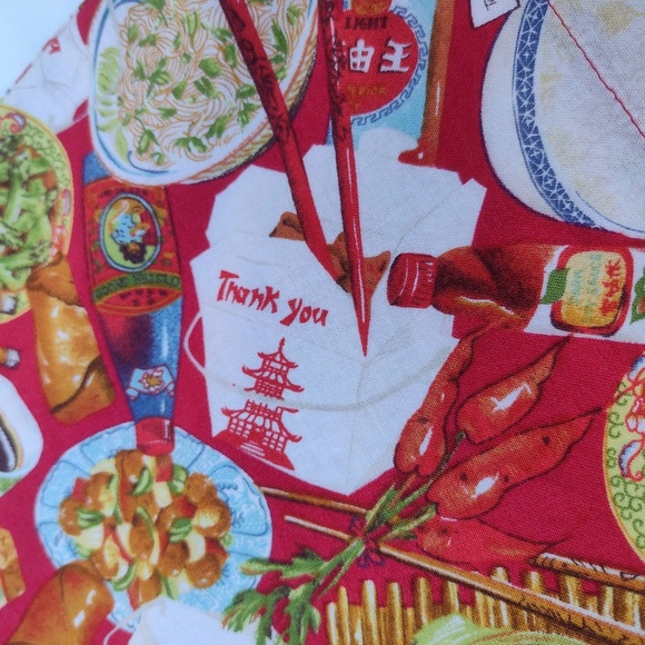 Retro Style Chinese Thank U / Take Out Red Cotton Pencil Style Skirt / Size M - Picture 2 of 6